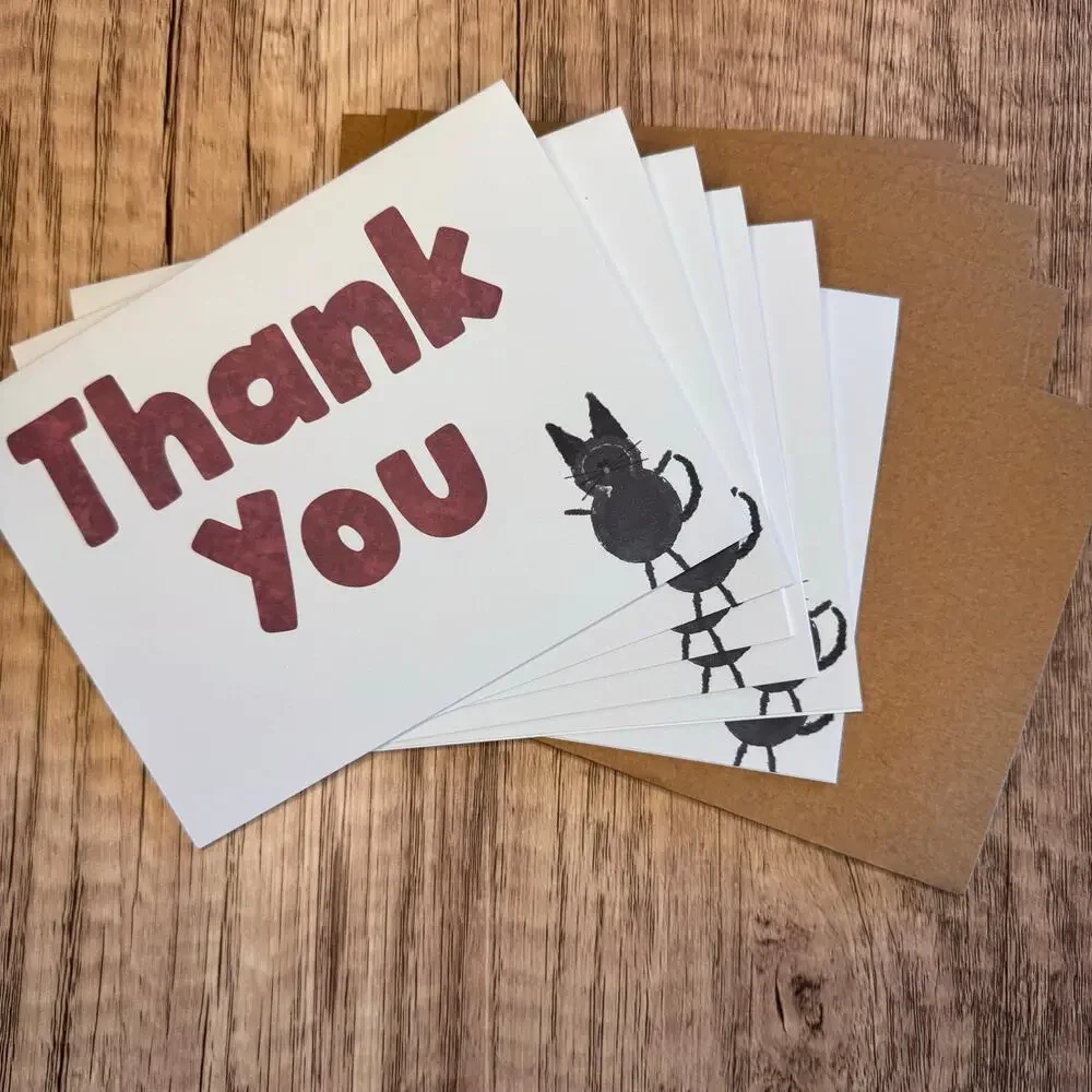 Greeting Cards Blank Cards Thank You Notes Black Cat Lover 6 w/Envelopes NEW!